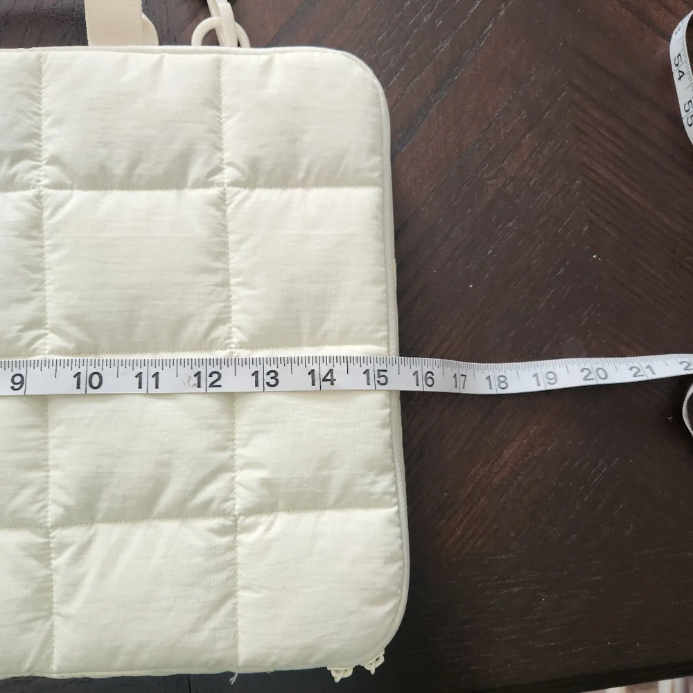 Cream Quilted Laptop Bag
